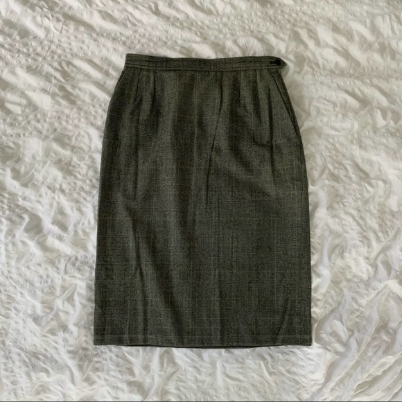 Vintage YSL Black Tweed Pencil Skirt Houndstooth Yves Saint Laurent 90s - Picture 8 of 13